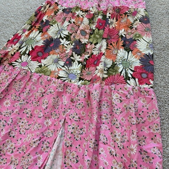 Agua Bendita Alani Javi Dress‎ Womens M Pink Floral Cottagecore Vacation Maxi - Picture 4 of 12